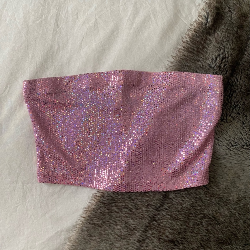 Pink Glitter Tube Top